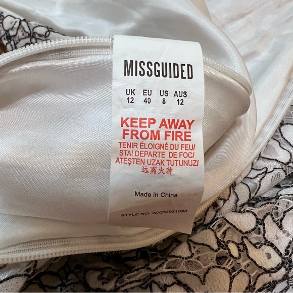 MISSGUIDED Black White Lace Off One Shoulder Ruffles Midi Dress NWOT Size 12 - Picture 8 of 14